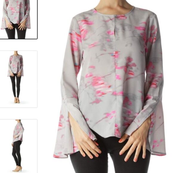 Banana Republic Abstract Print Split Bell Sleeve Top - Picture 1 of 6